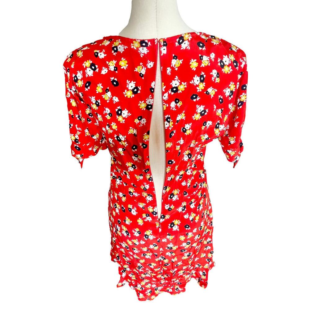 Faithfull the Brand mini dress floral ruffle daphne flirty women's size 10 - Picture 8 of 12
